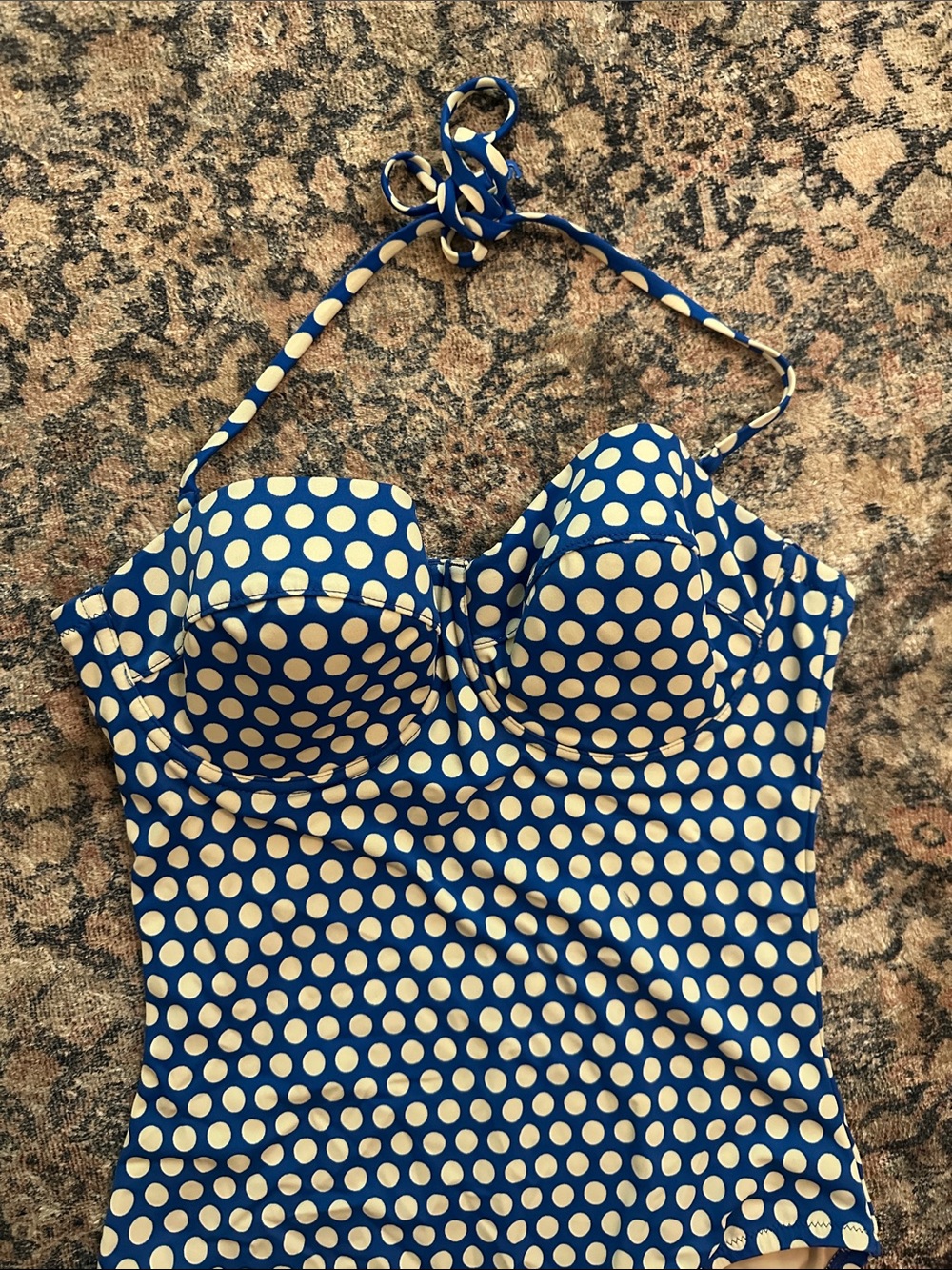 J. Crew Blue One-Piece Swimsuit with White Polka Dots - Picture 2 of 14